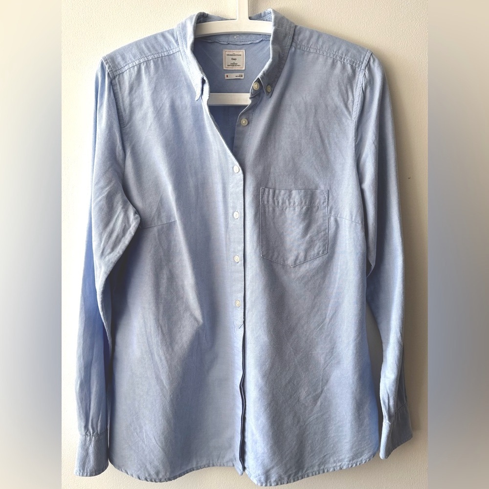 Gap Women’s Blue Cotton Tailored Button Down Shirt